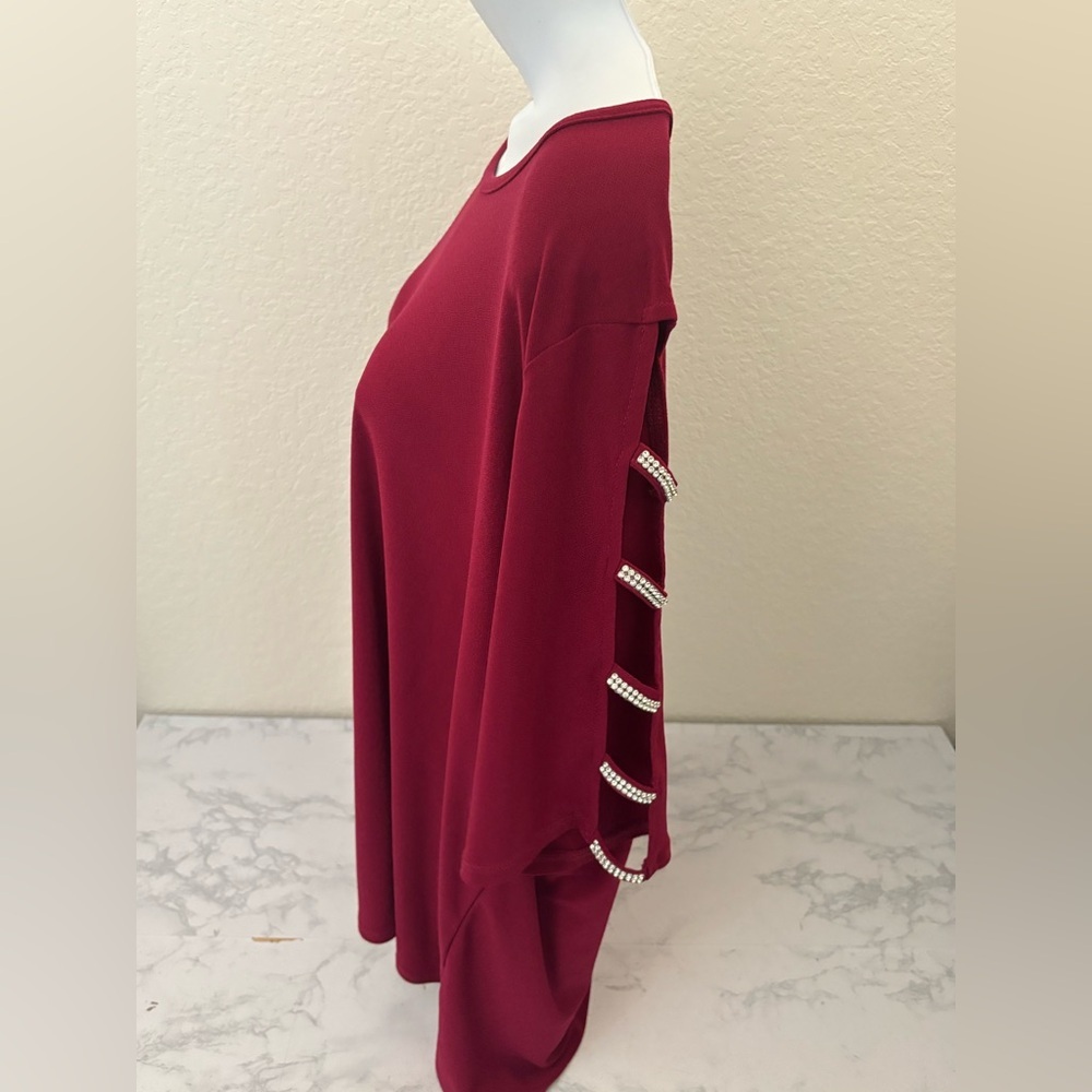 Women’s 89th & Madison Long Open Sleeve Top Plus Sz 2X Red Blouse Pullover​ - Picture 2 of 5